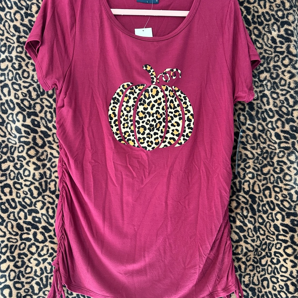 Scarlett Burgundy Leopard Pumpkin Tee